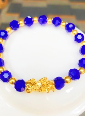 切面水晶手串蓝水晶手链时尚女款手工貔貅手串珠货源多色可选