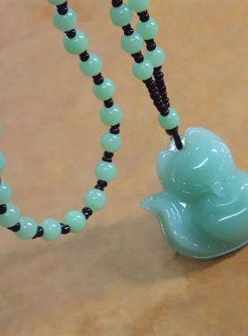 长款百搭翡翠毛衣链狐狸吊坠