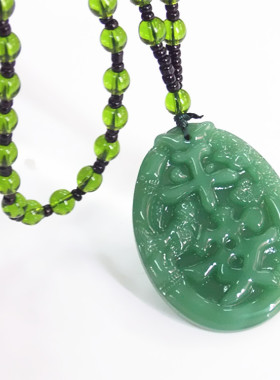 长款高档仿玉翡翠配饰吊坠项链