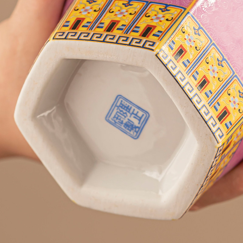 景德镇珐琅彩宫廷风陶瓷花瓶家居博古架电视柜书桌面摆件花器中式,淘宝优惠券,粉丝福利购,淘宝优惠卷