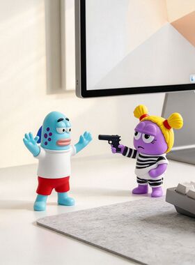 比奇堡鱼打劫丑鱼摆件创意办公室桌面装饰品解压可爱工位摆件礼物