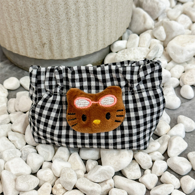 ins少女心格子包磁吸自动闭合零钱包卡通KT卡包收纳包含内衬儿童,淘宝优惠券,粉丝福利购,淘宝优惠卷