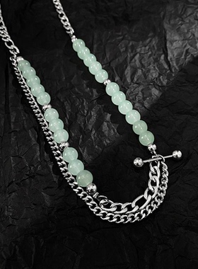 设计感小众串珠项链女锁骨链珠子吊坠饰品糖果风潮牌拼接多层百搭
