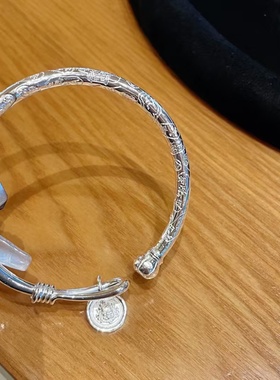 足银9999纯银盘缠手镯古法串珠