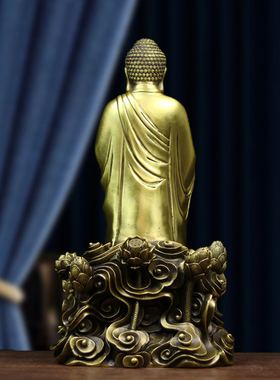 铜释迦牟尼佛摆件纯铜大日如来佛家用装饰莲花站佛像大号阿弥陀佛