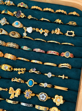 欧美时尚轻奢精致微镶锆石不规则戒指小众设计复古高级感戒子指环