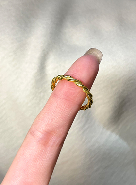 足金金包银戒指麻花绞丝戒指车花素圈情侣戒2025新款礼物