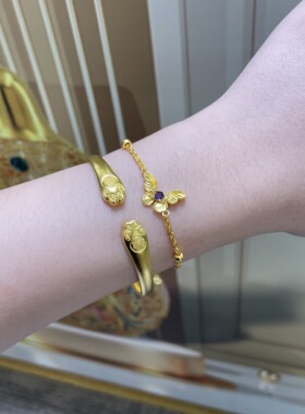 水贝珠宝金包银点钻拉丝梦幻蝴蝶紫晶马年手链时尚轻奢级感礼物女