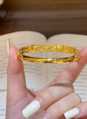 足金金包银碎冰冰手镯女2026新款爆闪亮面足金工艺送母亲节礼物