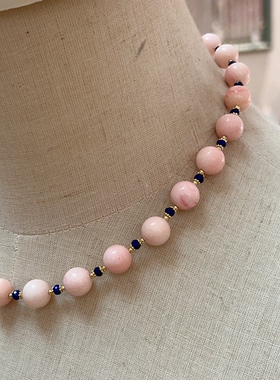 天然女王贝浅粉圆珠项链10mm