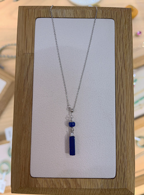 天然青金石项链水系火旺轻奢高级感招财长方形吊坠锁骨链女