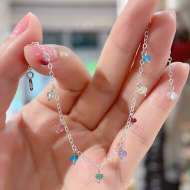 天然彩色半宝石算盘珠手链