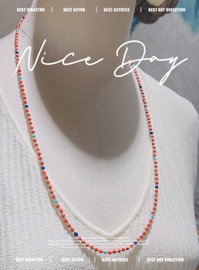 原创新中式天然红玛瑙3mm毛衣链