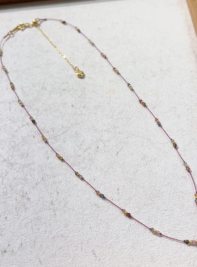 原创法式天然托帕石水滴锁骨链