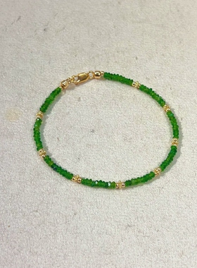 天然透辉石14k包金算盘珠手链