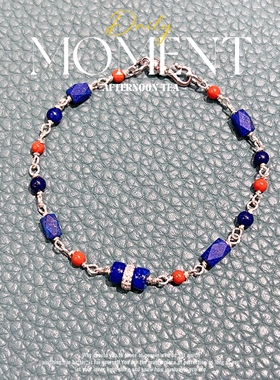 天然青金石925银手工绕线手链