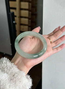 金丝玉雪翠扁条手镯玉石新疆雪域复古天山翠手镯翡翠色玉镯