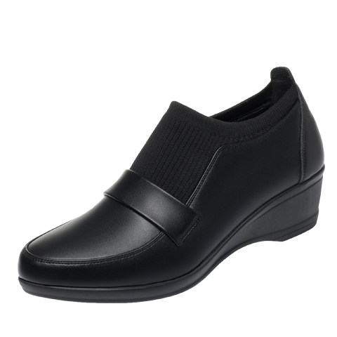 春秋新款真皮软底一脚蹬深口坡跟单鞋女士皮鞋时尚百搭防滑妈妈鞋,淘宝优惠券,粉丝福利购,淘宝优惠卷