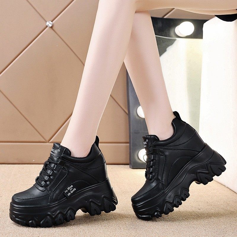 厚底内增高女鞋7cm小个子2022新款冬季加绒黑色松糕底休闲老爹鞋,淘宝优惠券,粉丝福利购,淘宝优惠卷