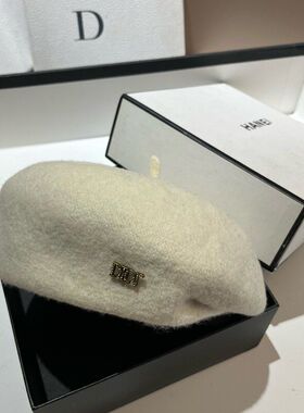 DTOR法式名媛风不规则羊毛贝雷帽女时尚日系设计款压边优雅蓓蕾帽