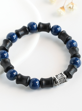 节节高竹节新中式国风鸡翅木景德镇瓷珠陶瓷手链古风学生情侣手串