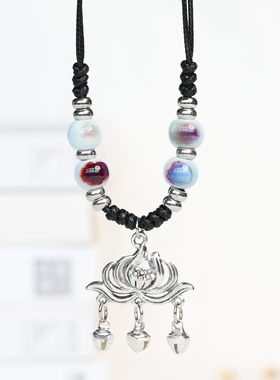 新中式禅意陶瓷项链女景德镇瓷珠锁骨链莲花吊坠古风民族风毛衣链