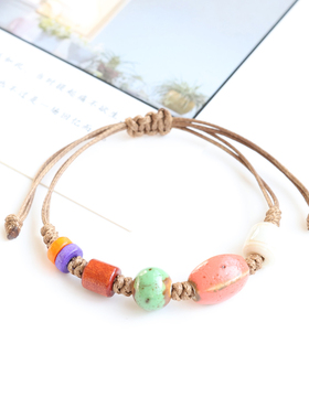 景德镇瓷珠手链陶瓷手串串珠编织手绳文艺复古百搭情侣闺蜜首饰品