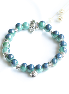 中式民族风景德镇陶瓷手链手串串珠手饰国风复古瓷珠闺蜜首饰女生