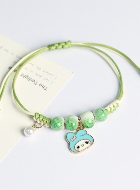 小清新卡通可爱少女风陶瓷手链编织瓷珠手绳串珠手串文艺森系饰品