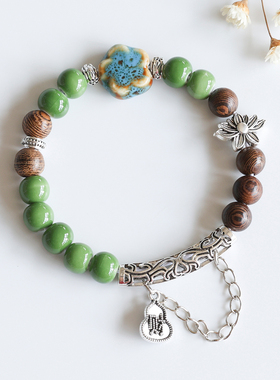 景德镇陶瓷手串瓷珠编织手链高颜值学生党手饰多巴胺手绳轻奢高级