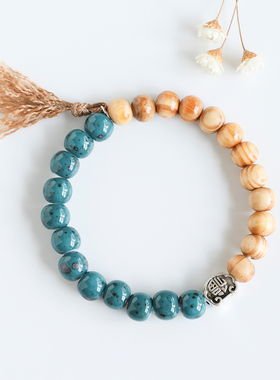 新中式情侣手绳男景德镇瓷珠串珠陶瓷手链女森系学生手饰流行手串