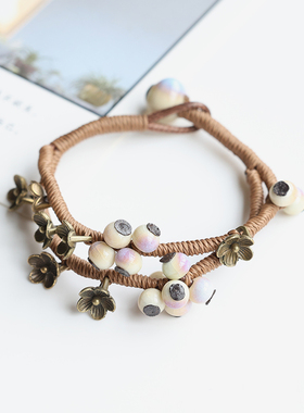 国风文艺复古瓷珠编织手绳景德镇陶瓷手链女新中式民族风饰品手串