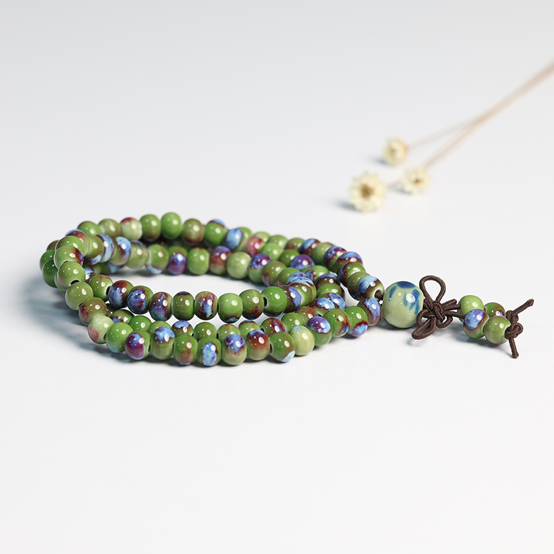 民族风禅意念珠佛珠陶瓷手链男景德镇瓷珠串珠手串女情侣学生首饰 - 图1