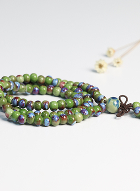 民族风禅意念珠佛珠陶瓷手链男景德镇瓷珠串珠手串女情侣学生首饰