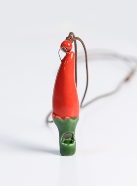创意个性儿童学生小礼物景德镇陶瓷口哨项链小米椒吊坠毛衣链挂饰