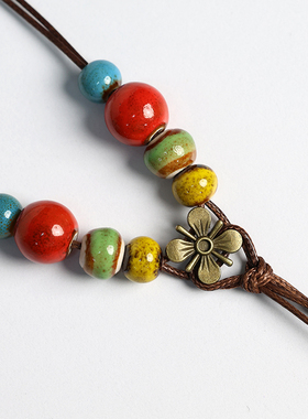 民族风景德镇瓷珠串珠毛衣链长款女陶瓷项链国潮古风服饰配饰吊坠