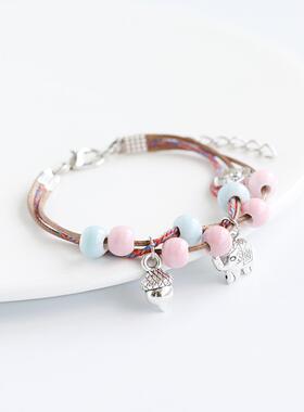 国风文艺复古陶瓷手链景德镇瓷珠编织手绳情侣手串学生新中式手饰