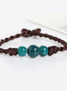 手工编织陶瓷珠子手链女款民族风手饰手串古风手绳复古百搭可调节