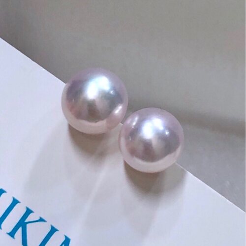 特价 经典款单珠 日本akoya海水正圆8.5mm 白色珍珠18k金耳钉 - 图0