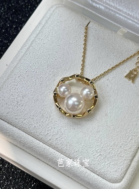 芭家珠宝 可爱米奇 M家联名款日本akoya海水珍珠925纯银质感项链