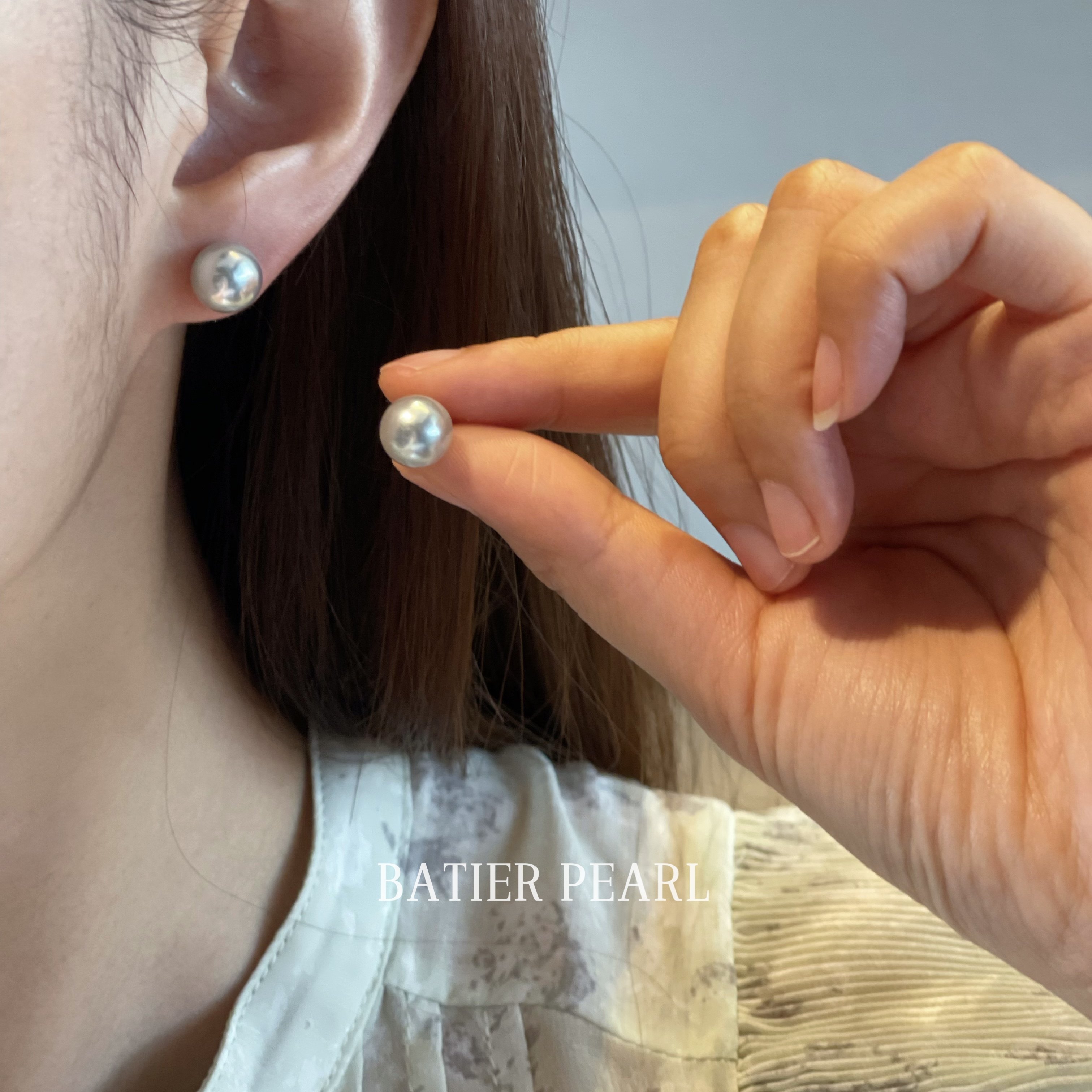 芭家珠宝 9-9.5mm真多麻色日本akoya海水珍珠925纯银基础款耳钉,淘宝优惠券,粉丝福利购,淘宝优惠卷