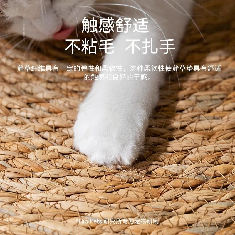 夏季蒲草垫子四季通圆形藤编猫抓板猫抓垫不掉屑猫窝宠物猫咪凉席,淘宝优惠券,粉丝福利购,淘宝优惠卷