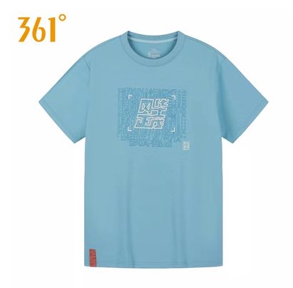 361度男装休闲短袖T恤2023夏季新款361纯棉透气图案印花圆领4101