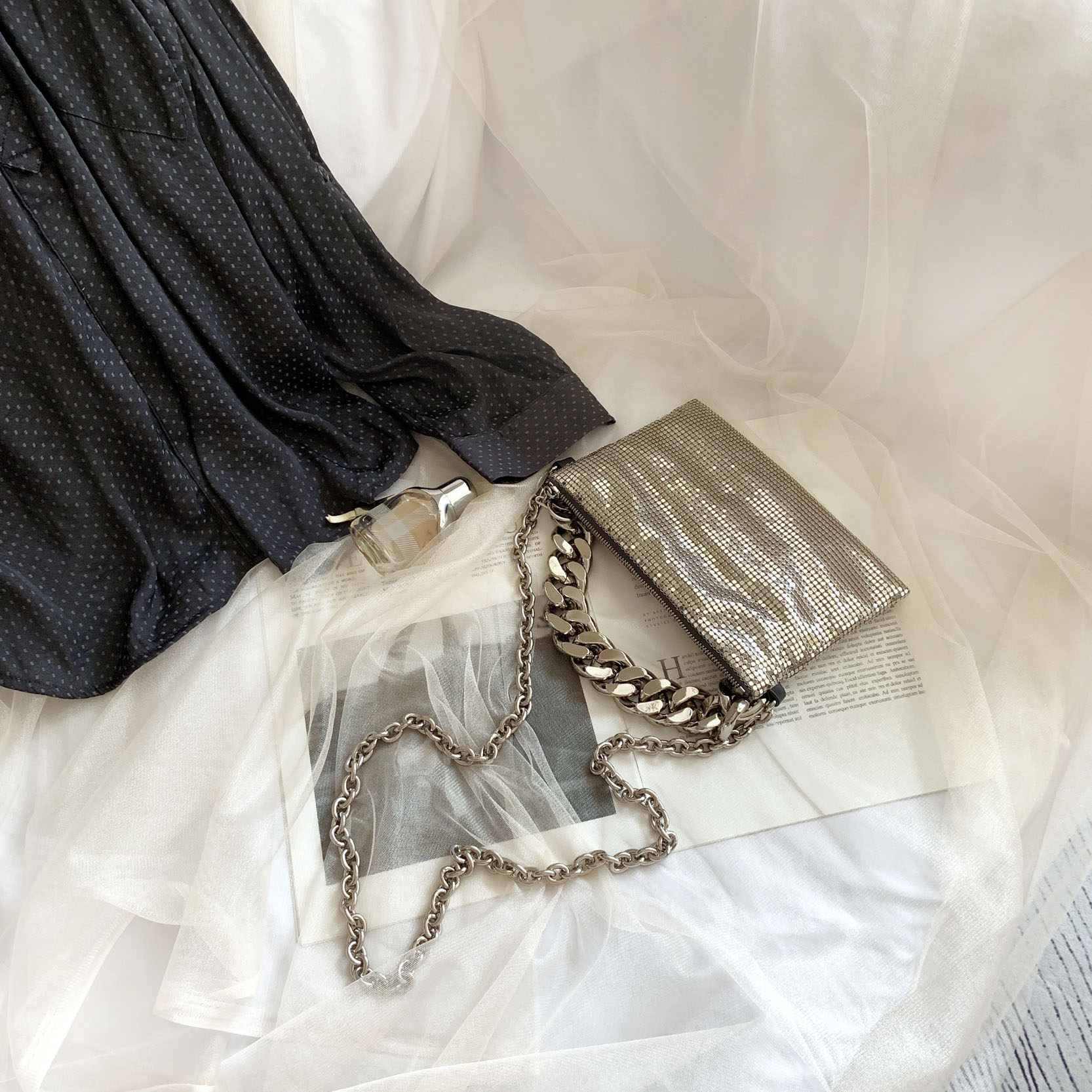 kara包链条胸包麻将亮片蹦迪小方包 banff女士包袋