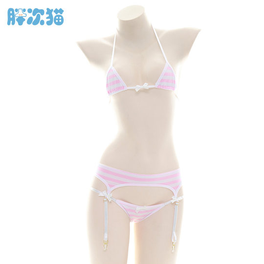 Suspender striped bikini super small strappy pajamas