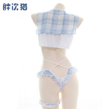 ຊຸດແມ່ບ້ານ Plaid sailor, ຊຸດນອນກາງເວັນ chiffon bow, ຊຸດຊັ້ນໃນ sexy, ໃສ່ເຮືອນ, ຊຸດນອນ