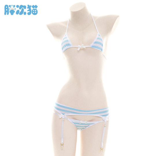 Suspender striped bikini super small strappy pajamas