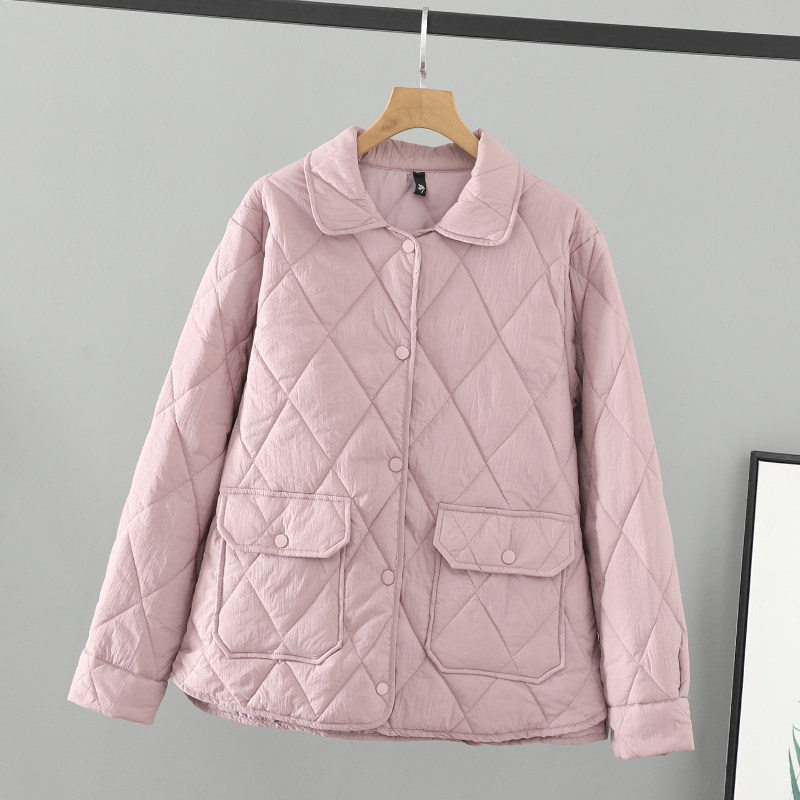 胖mm女装新款2025秋冬显瘦单排扣减龄大码小棉服女轻薄翻领小棉服,淘宝优惠券,粉丝福利购,淘宝优惠卷