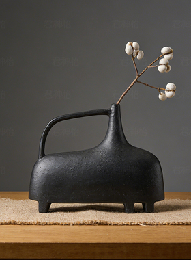 新中式创意提梁黑花瓶摆件