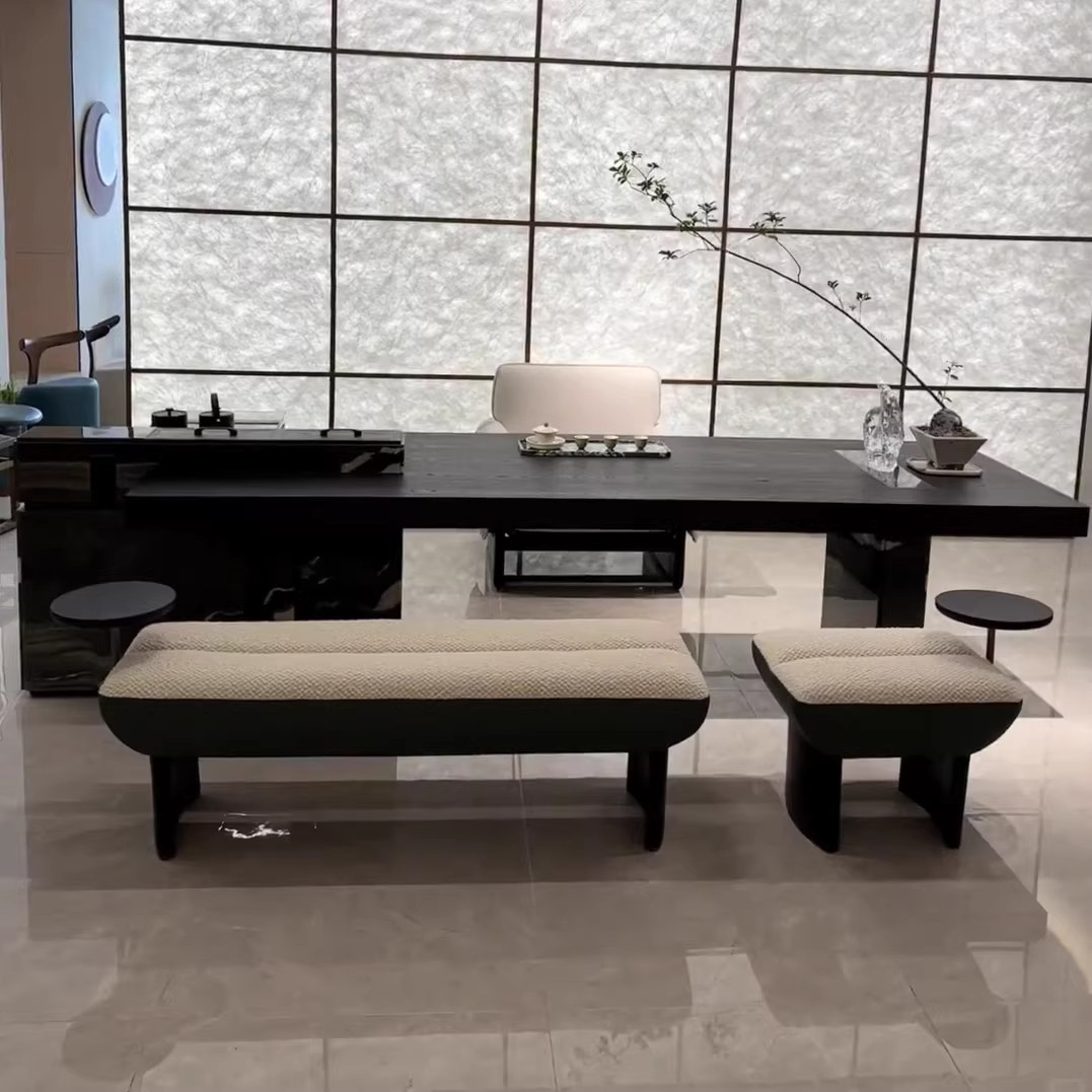 实木茶桌椅组合轻奢黑胡桃木白蜡木办公室泡茶桌轻奢别墅高端定制,淘宝优惠券,粉丝福利购,淘宝优惠卷